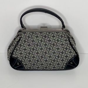 Black/Gray Geometrical Print/Patten Leather Purse